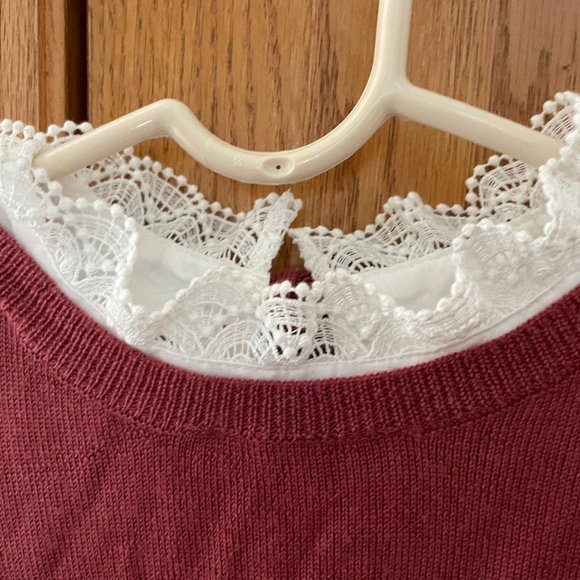 Sezane Pink Sweater with Removable White Lace - Picture 3 of 6